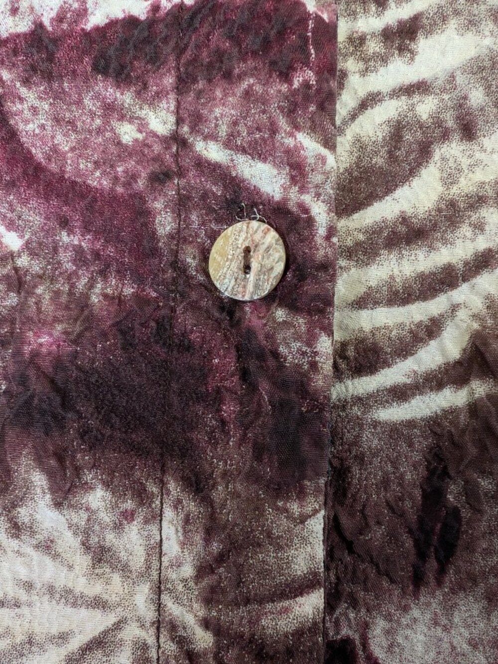 CITRON Blouse L Santa Monica Silk Multicolor Abstract Watercolor Button Front - Picture 6 of 14